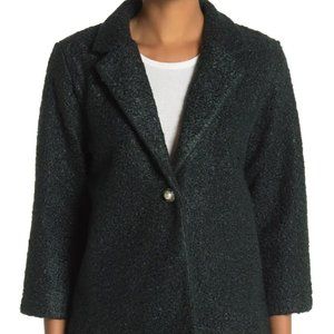 Dark Green Bobeau Boucle Knit Jacket
